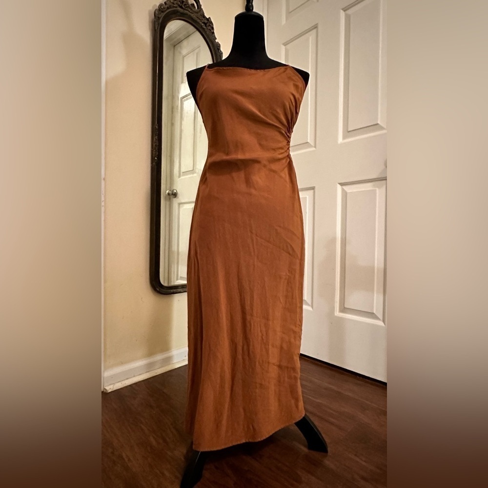 ZARA Linen Blend Cut Out Dress - Picture 2 of 6